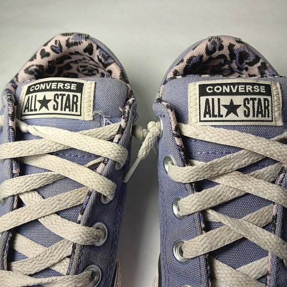 Converse All Star Shoes Junior Youth Size 1 Lavender Purple Cat Print Low Top - Picture 6 of 16